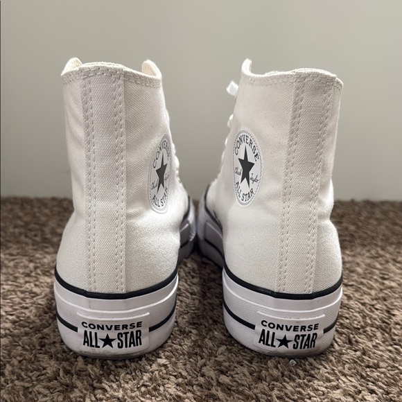 Converse Women's White Platform High-Top Sneakers - Picture 4 of 6